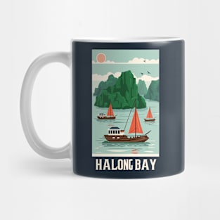 A Vintage Travel Art of Halong Bay - Vietnam Mug